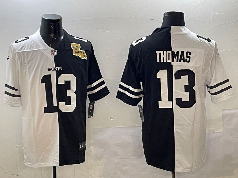 Men New Orleans Saints #13 Thomas White Black Fashion 2025 Nike Limited NFL Jersey style 3